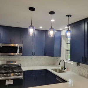 Blue Cabinets in kitchen remodel