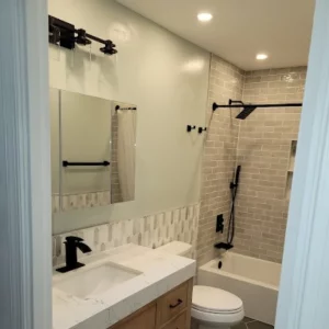 bathroom remodel in mint green painted bathroom