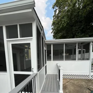 exterior of sunroom door and windows